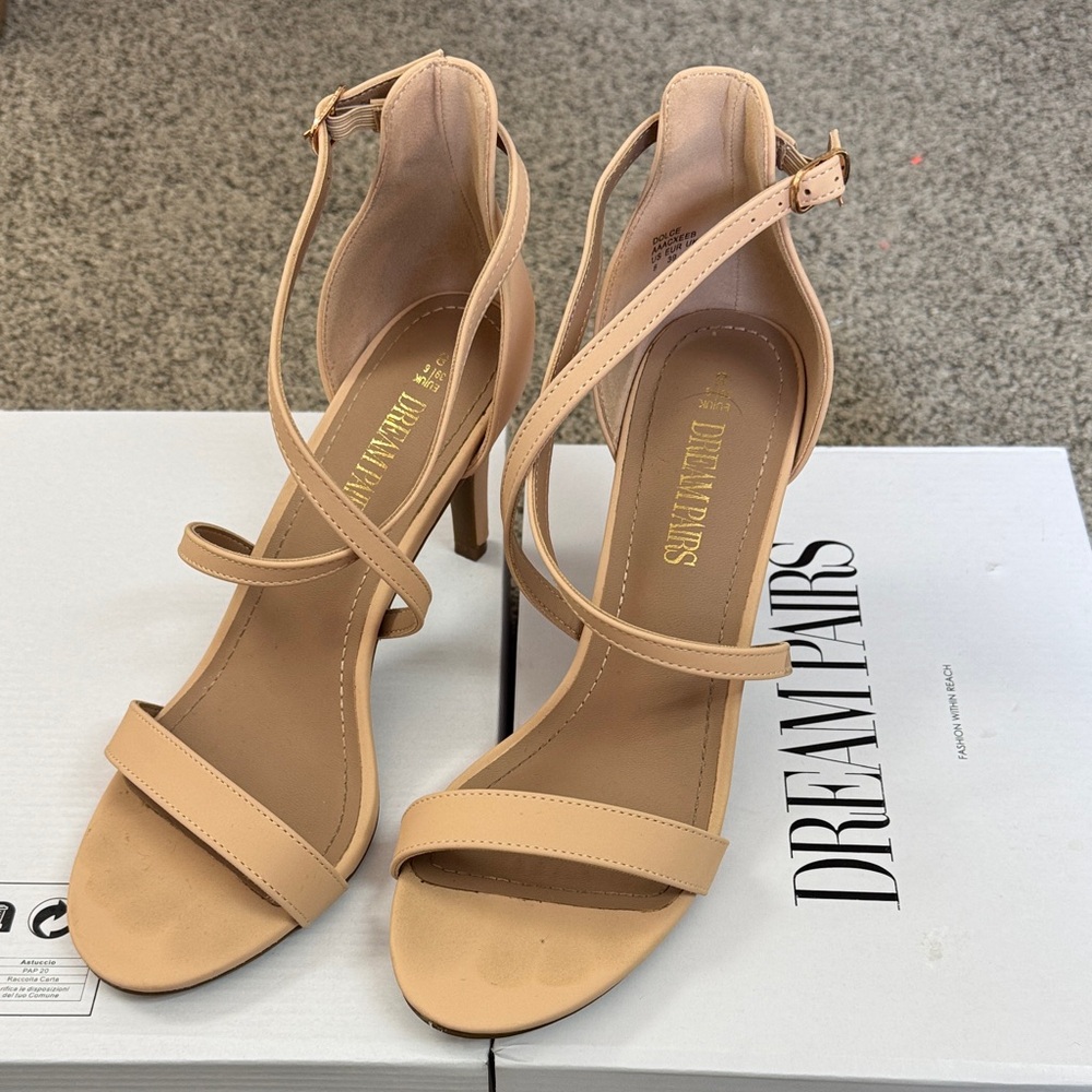 Dream Pairs Beige Strappy Heels